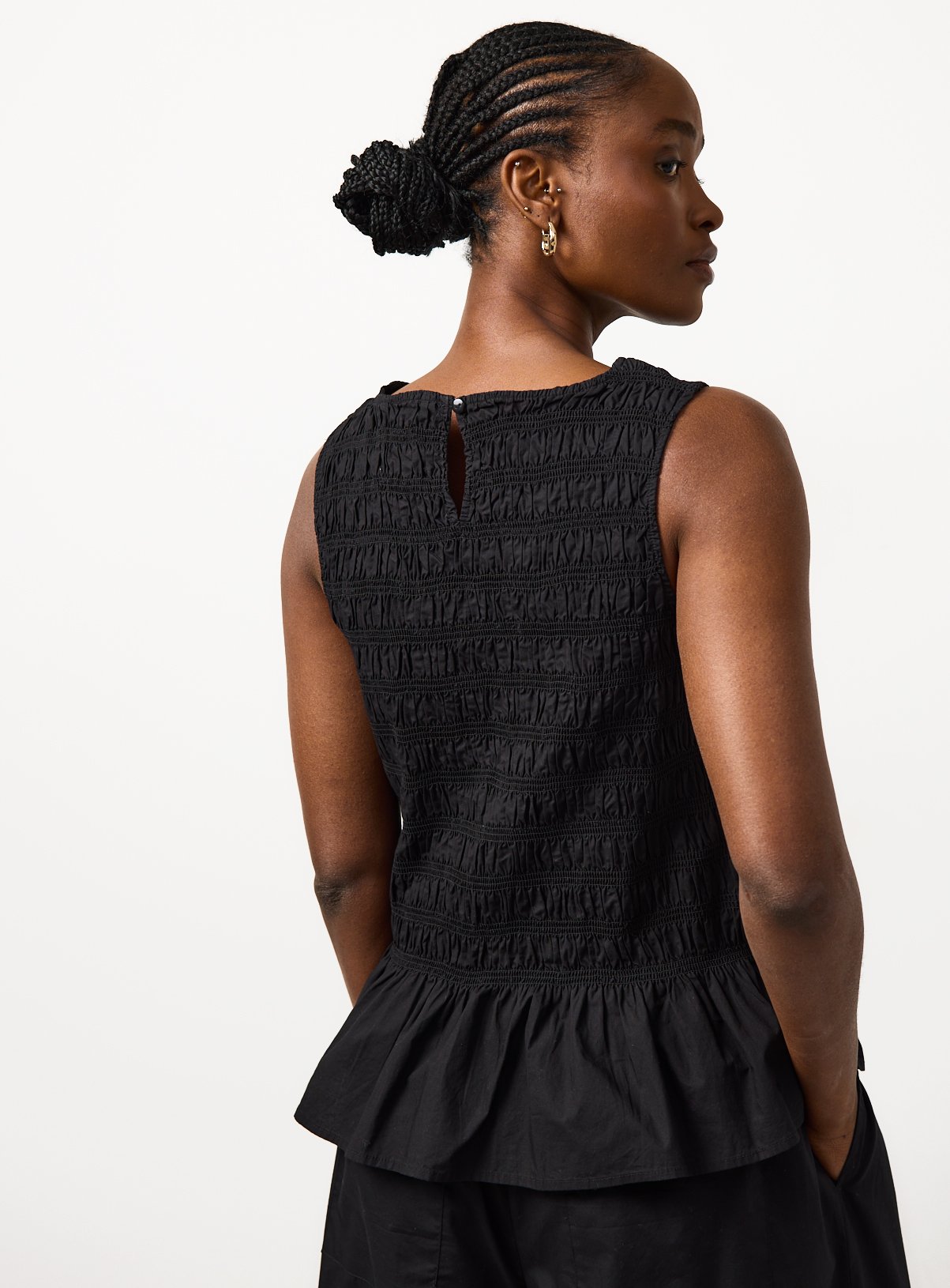 Black Poplin Shirred Sleeveless Co-ord Top 10 - Image 4 thumbnail