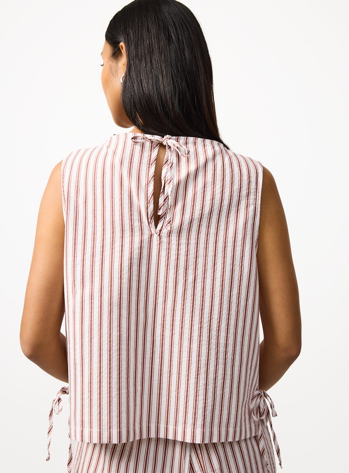 Cream Stripe Print Sleeveless Co-ord Shell Top 18 - Image 4 thumbnail