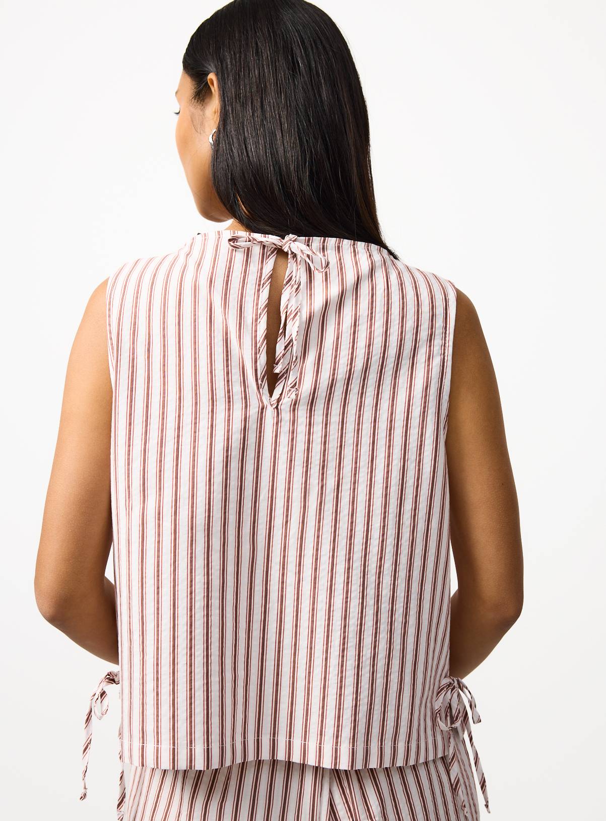 Cream Stripe Print Sleeveless Co-ord Shell Top 18 - Image 4