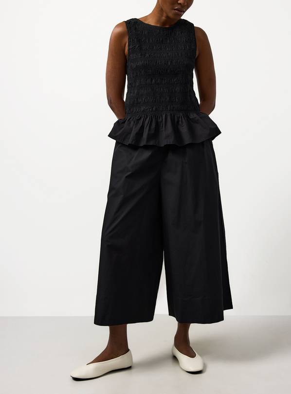 Black Wide Leg Poplin Palazzo Trousers 24