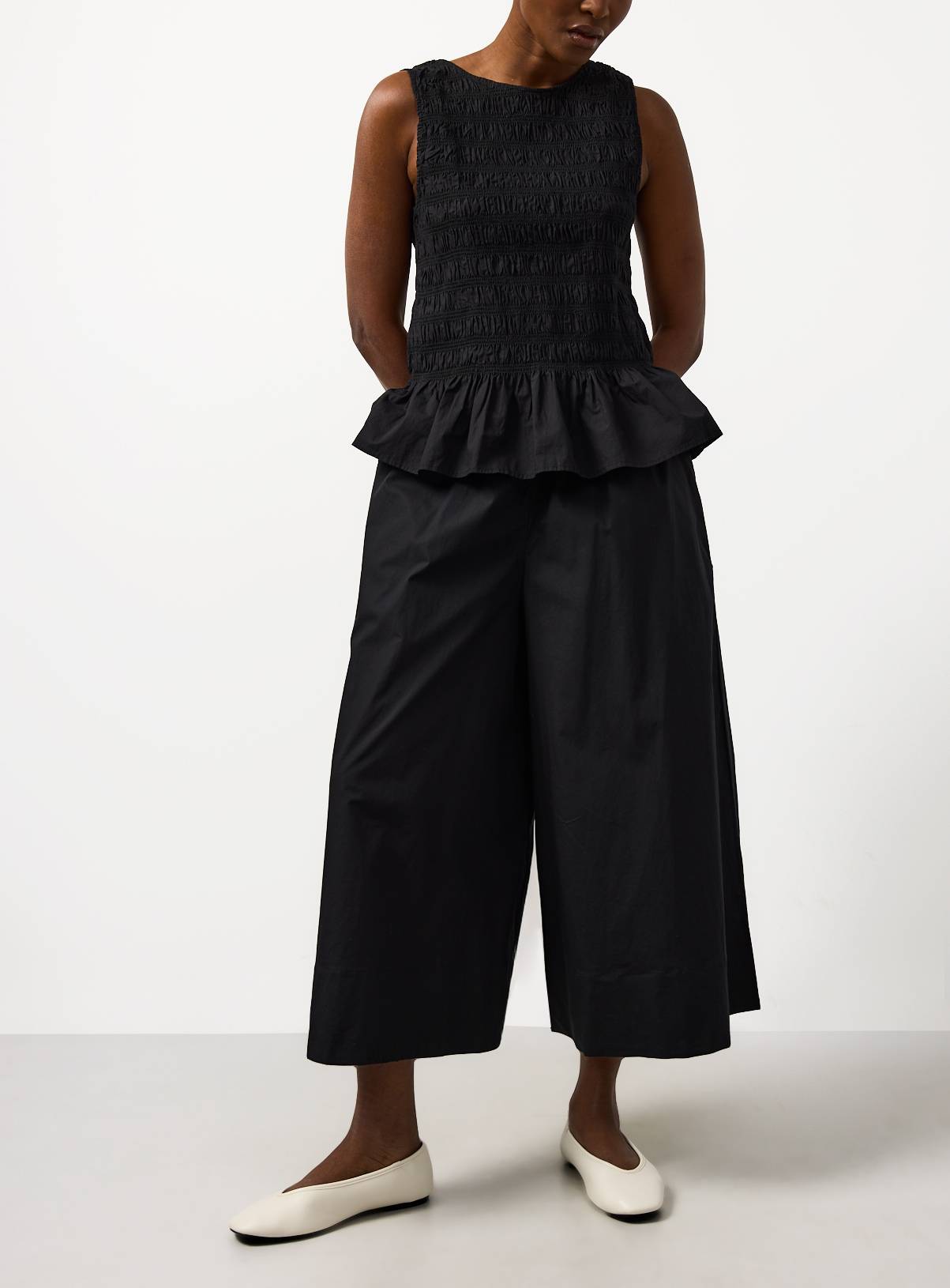 Black Wide Leg Poplin Palazzo Trousers 24 - Image 1
