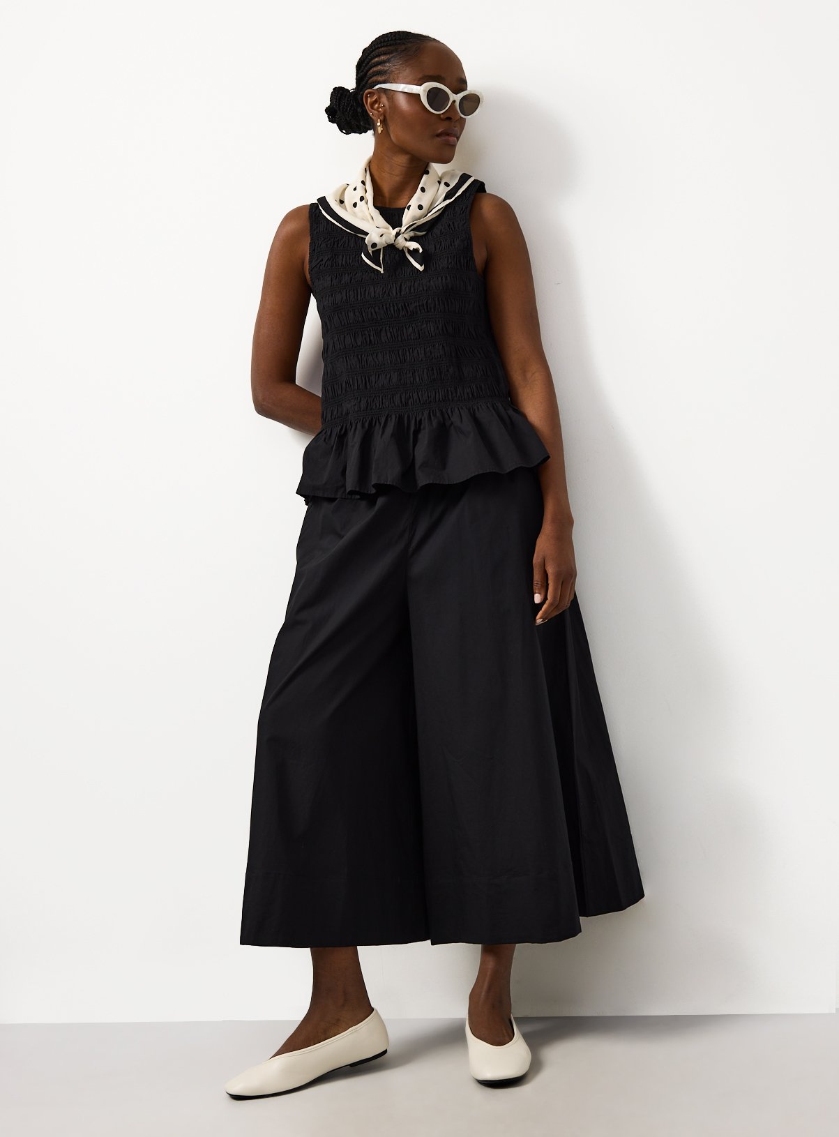 Black Wide Leg Poplin Palazzo Trousers 24 - Image 2 thumbnail