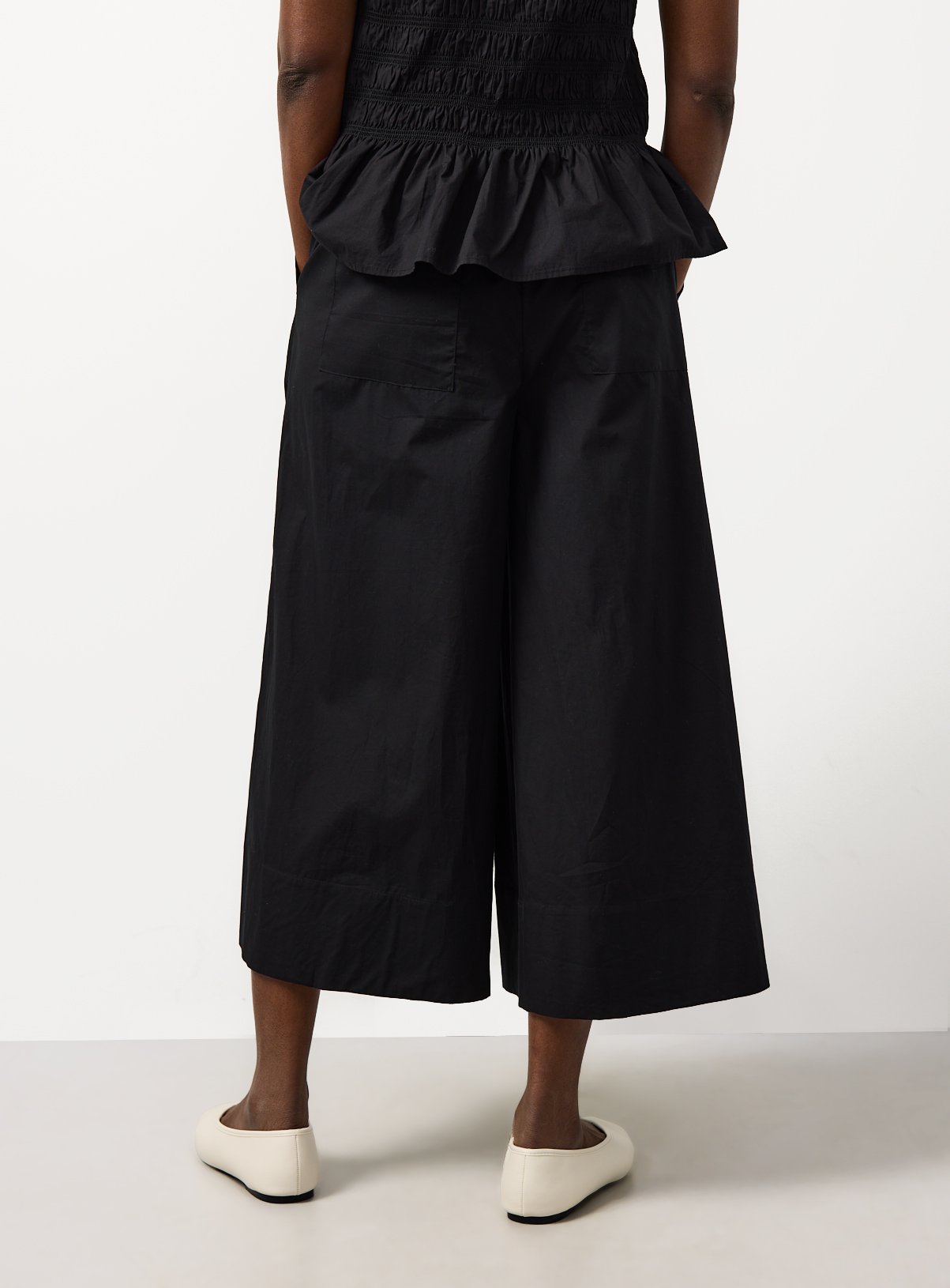 Black Wide Leg Poplin Palazzo Trousers 24 - Image 4 thumbnail