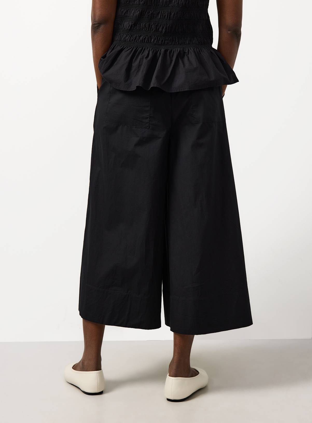 Black Wide Leg Poplin Palazzo Trousers 24 - Image 4