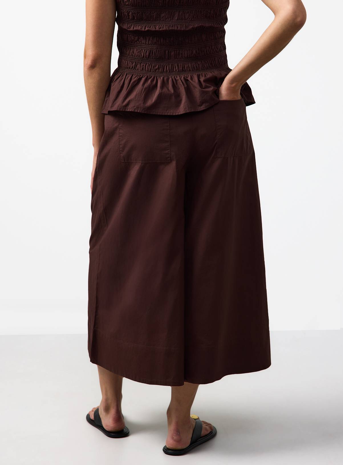 Brown Wide Leg Poplin Palazzo Trousers 18 - Image 4