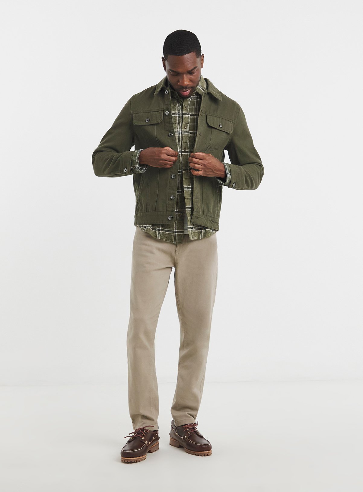 JACAMO Seersucker Check Long Sleeve Shirt Khaki 5XL - Image 3 thumbnail