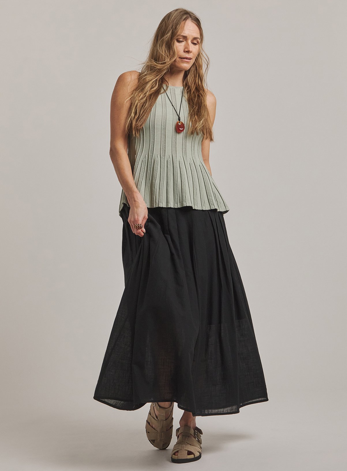 JD WILLIAMS Anthology Pleat Tuck Midi Skirt 20 - Image 2 thumbnail
