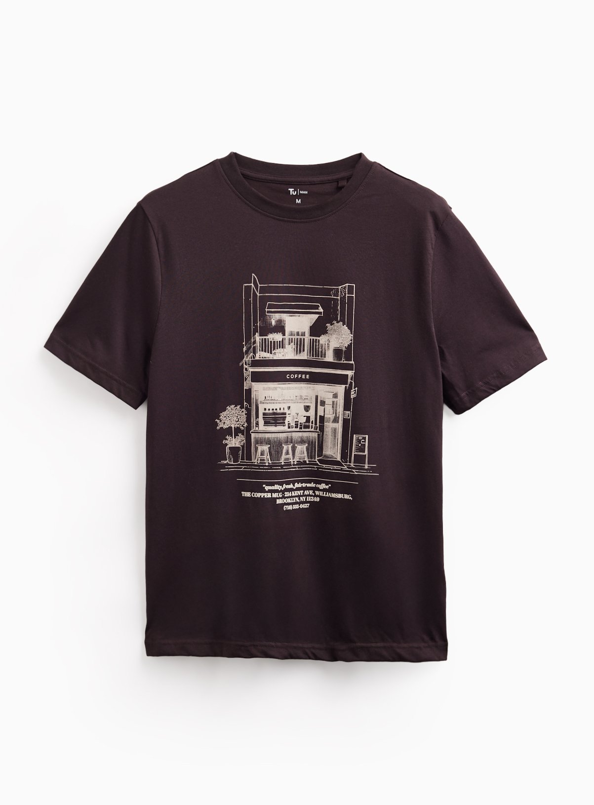 Brown Copper Mug Coffee Shop Graphic T-Shirt XXXL - Image 1 thumbnail