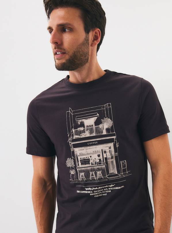 Brown Copper Mug Coffee House Graphic T-Shirt XL