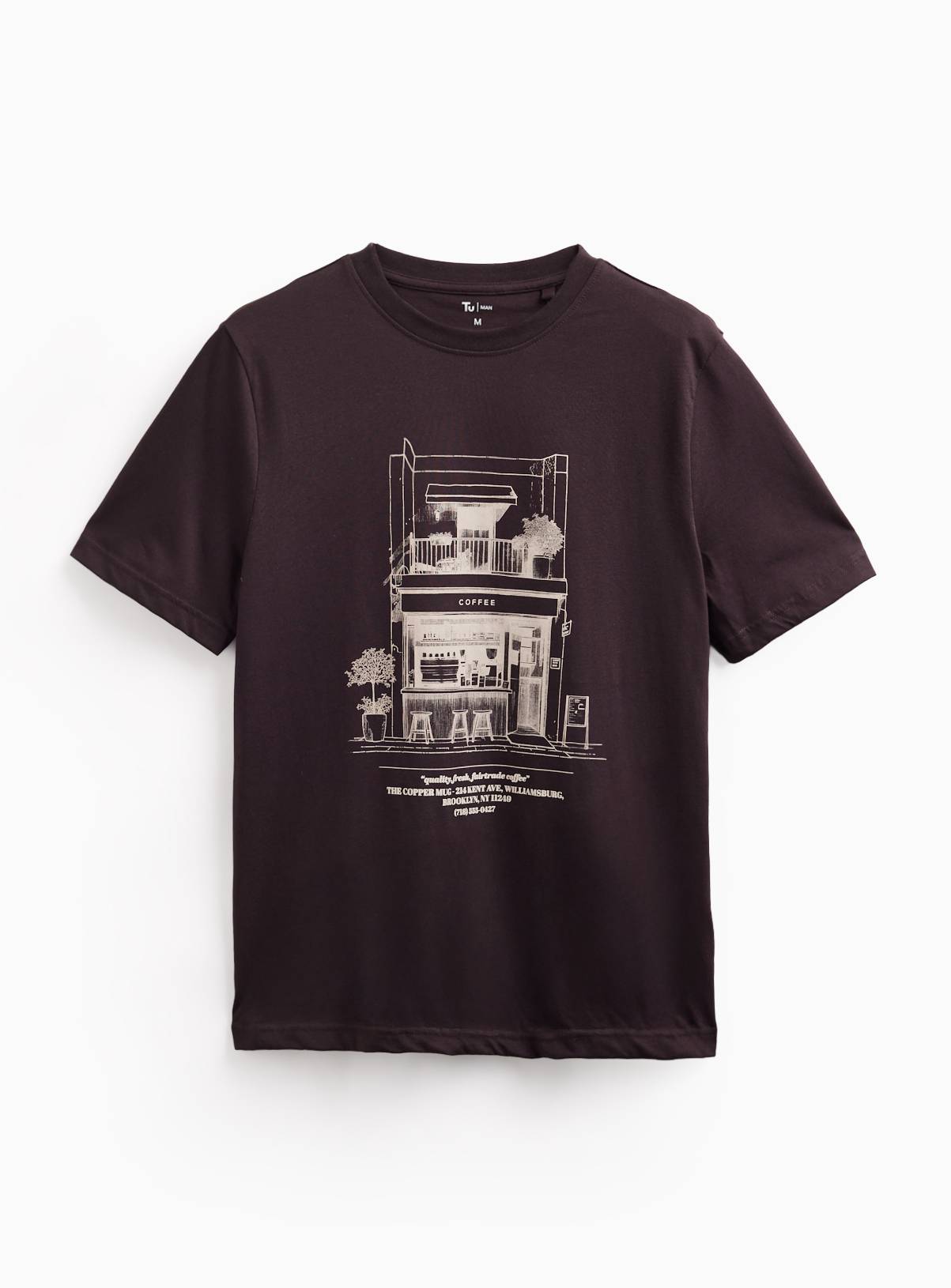 Brown Copper Mug Coffee Shop Graphic T-Shirt XXXL - Image 1