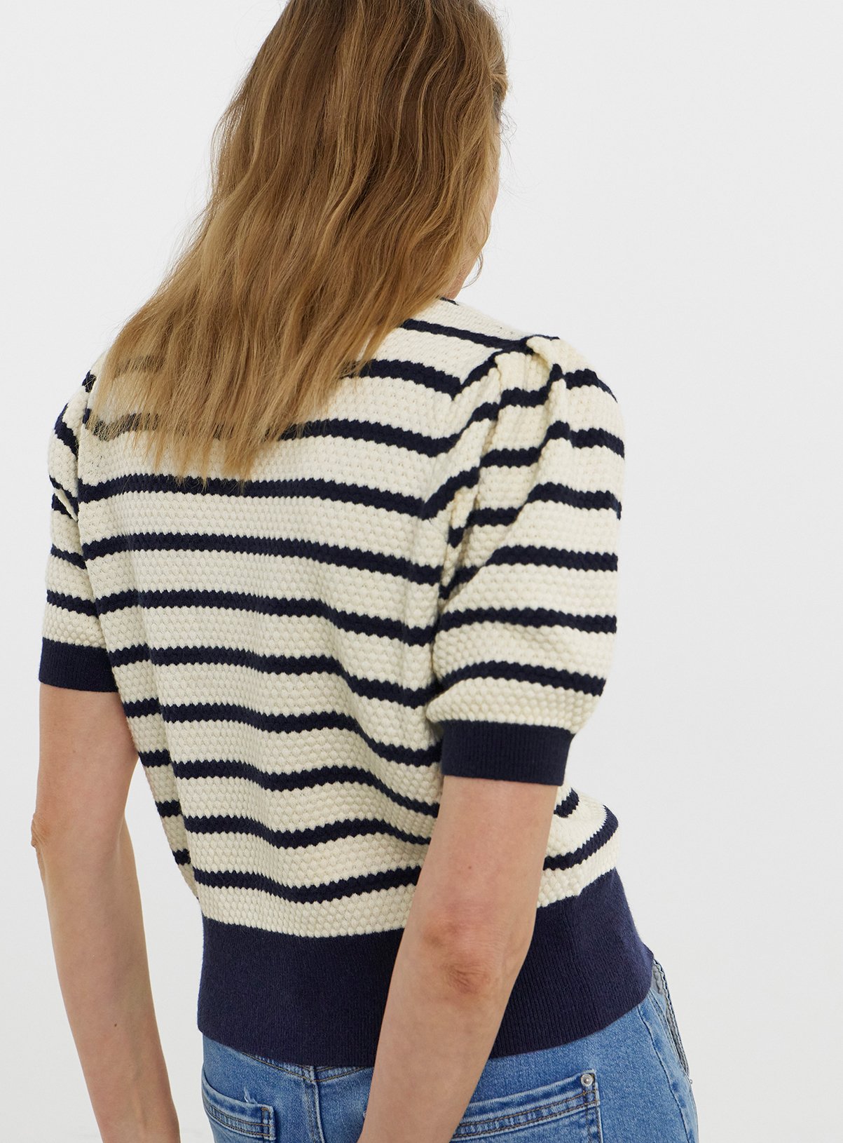 JD WILLIAMS Textured Stripe Short Sleeve Cardigan 8-10 - Image 2 thumbnail