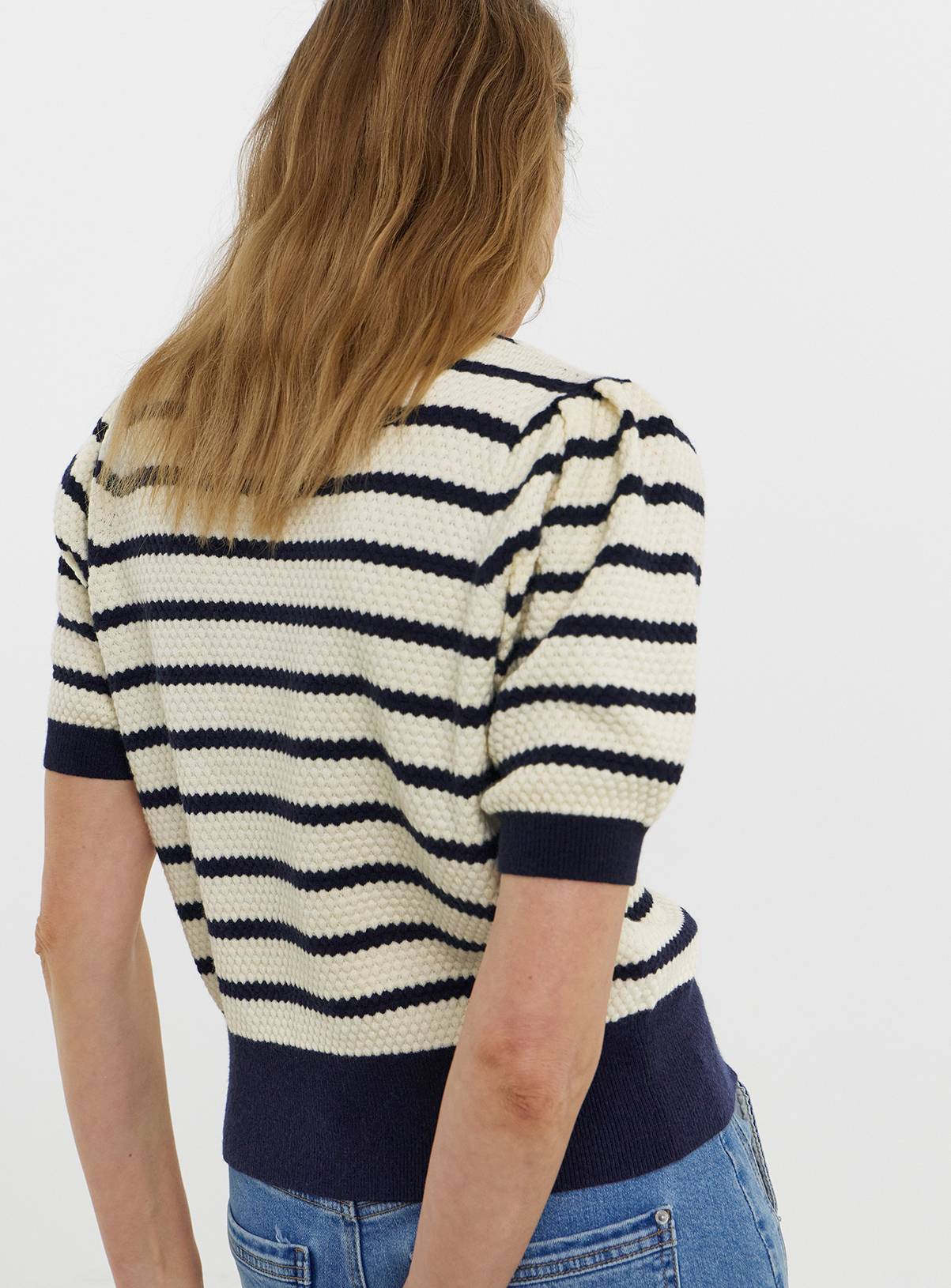 JD WILLIAMS Textured Stripe Short Sleeve Cardigan 8-10 - Image 2
