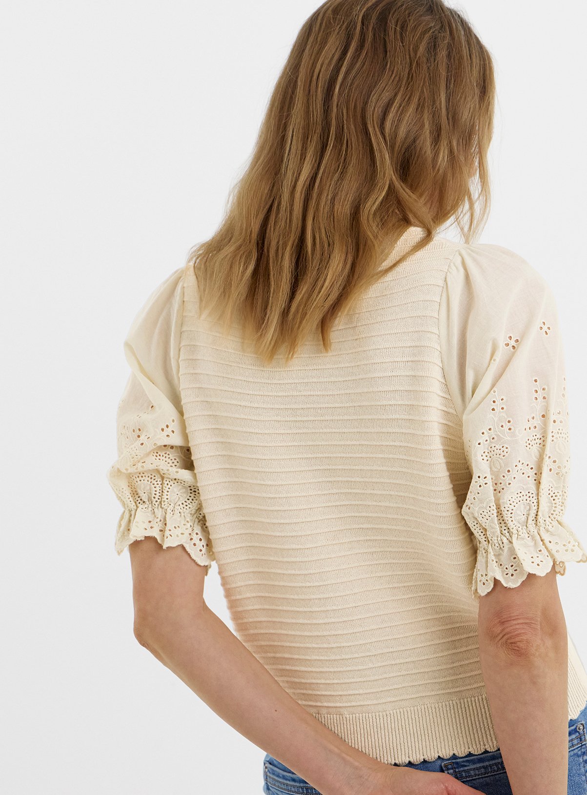 JD WILLIAMS Woven Sleeve Knitted Cardigan 8-10 - Image 2 thumbnail