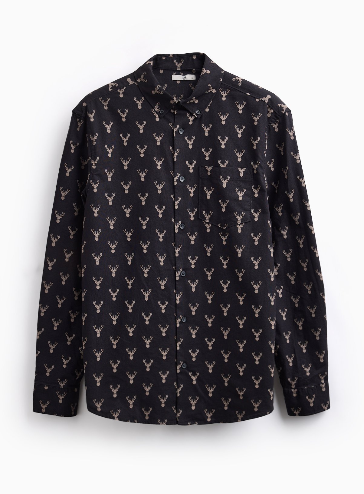 Navy Stag Printed Oxford Shirt M - Image 1 thumbnail