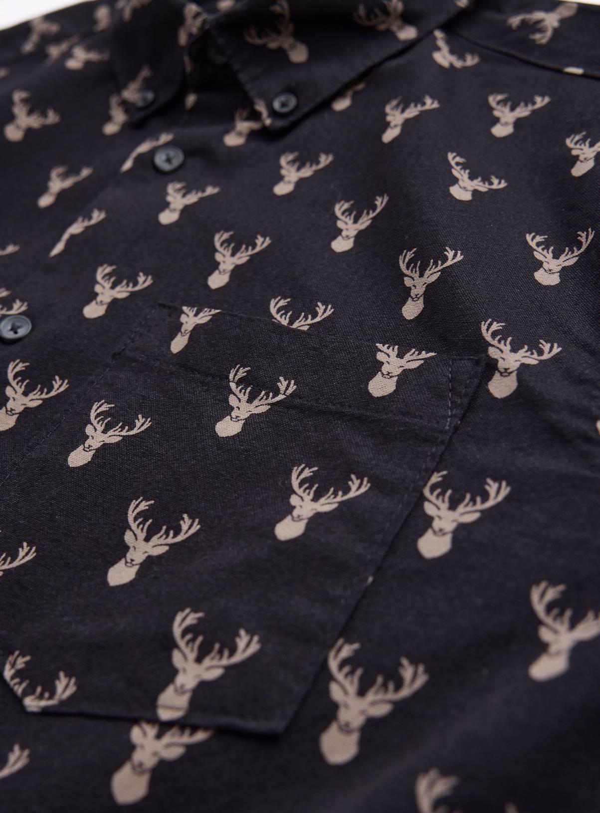 Navy Stag Printed Oxford Shirt M - Image 2