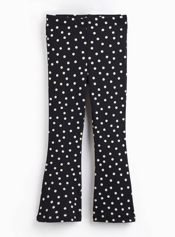 Black Polka Dot Print Kick Flare Trousers 12 years