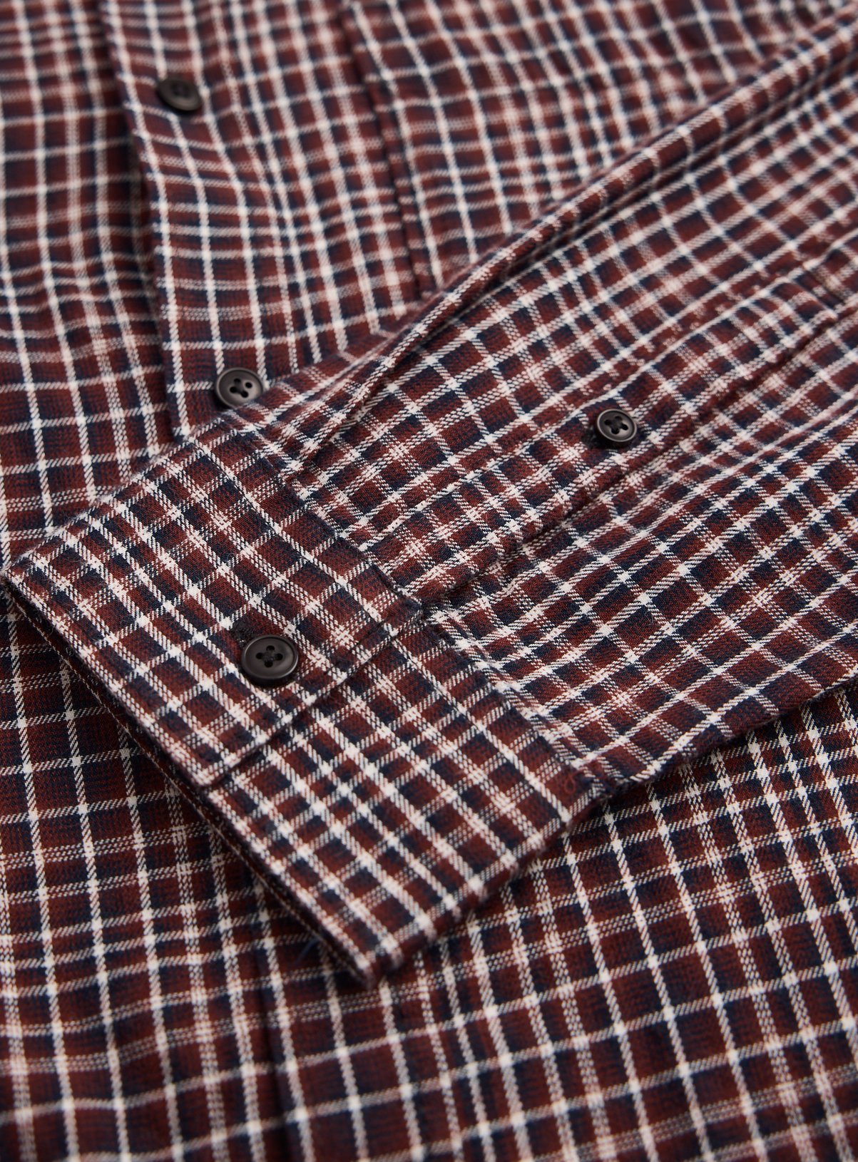 Brown Mini Window Pane Brushed Check Shirt XL - Image 2 thumbnail