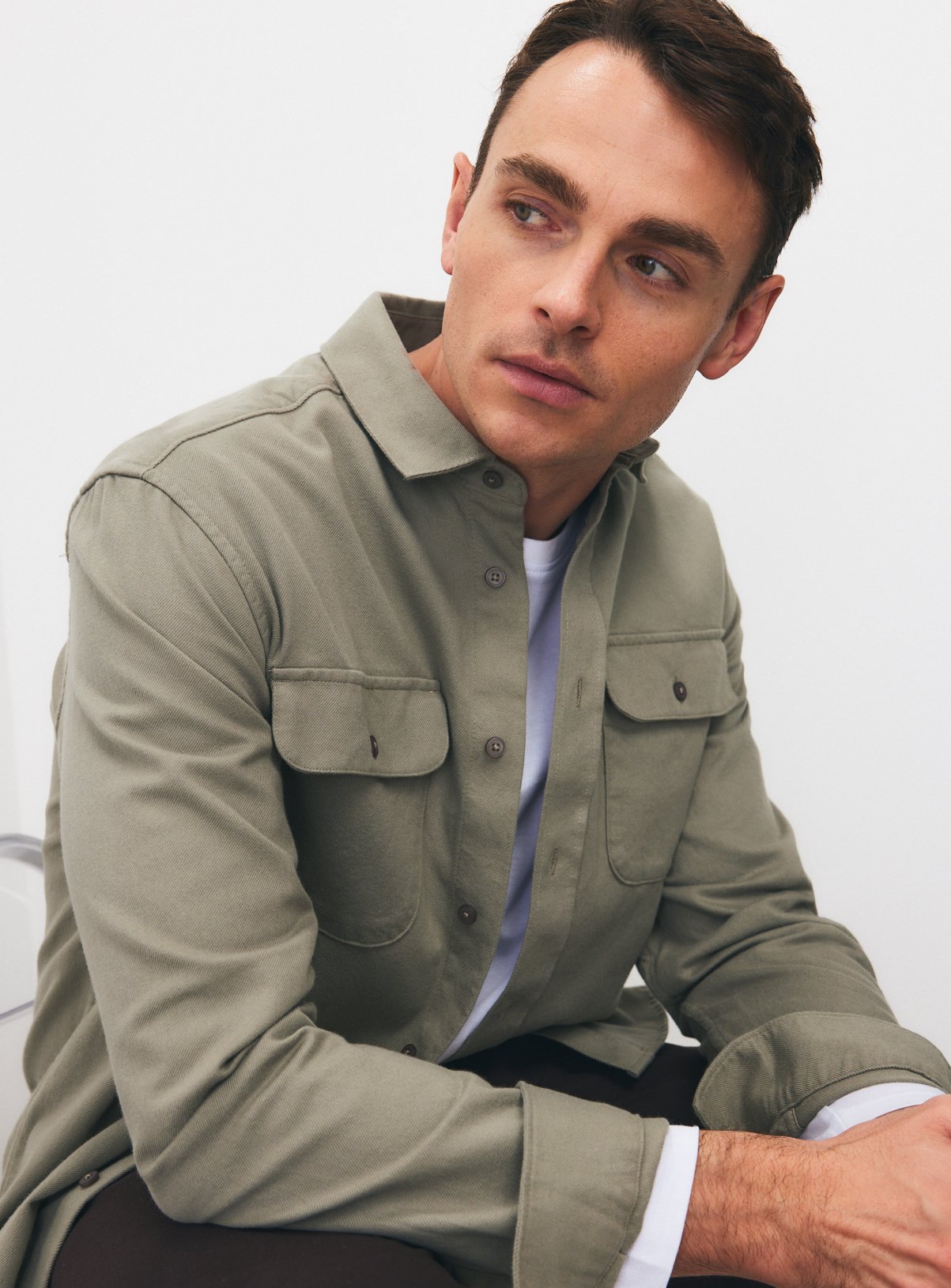 Khaki Green Long Sleeve Twill Shirt XL - Image 1 thumbnail