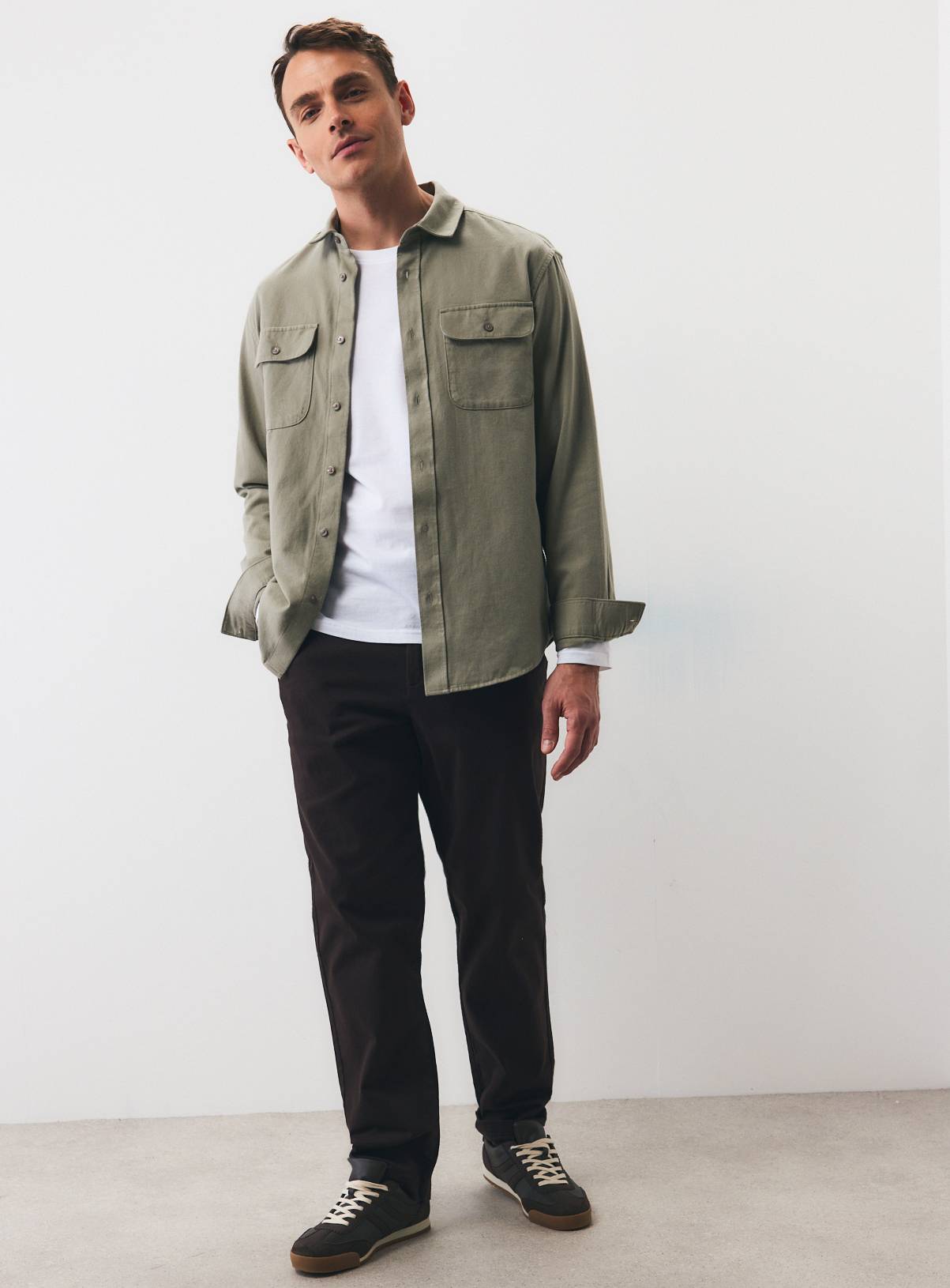 Khaki Green Long Sleeve Twill Shirt XL - Image 2
