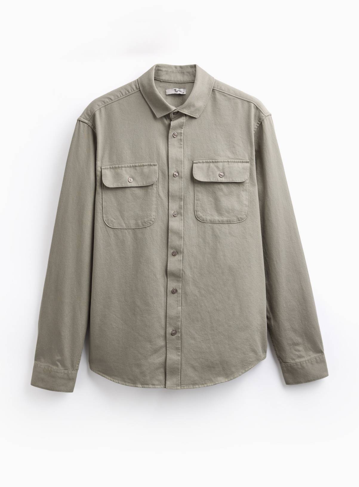 Khaki Green Long Sleeve Twill Shirt XL - Image 3