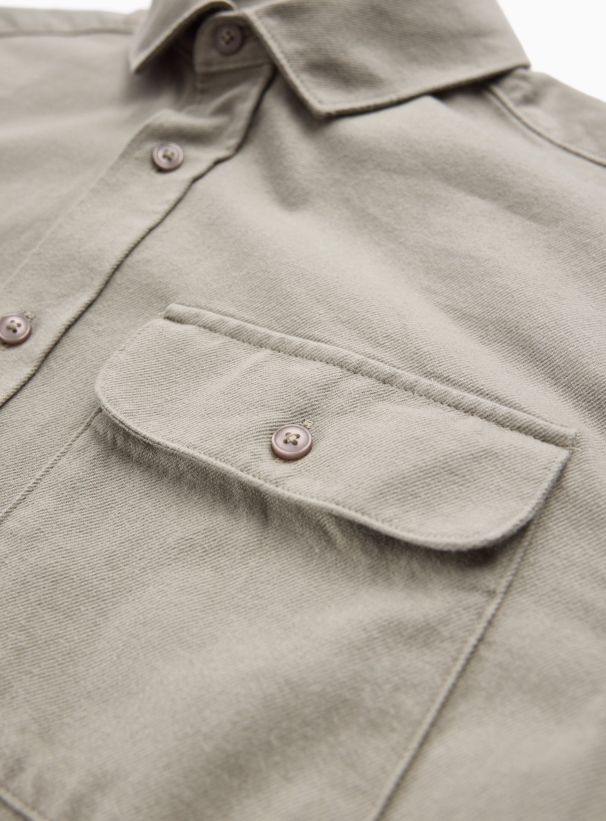 Khaki Green Long Sleeve Twill Shirt XL - Image 4 thumbnail