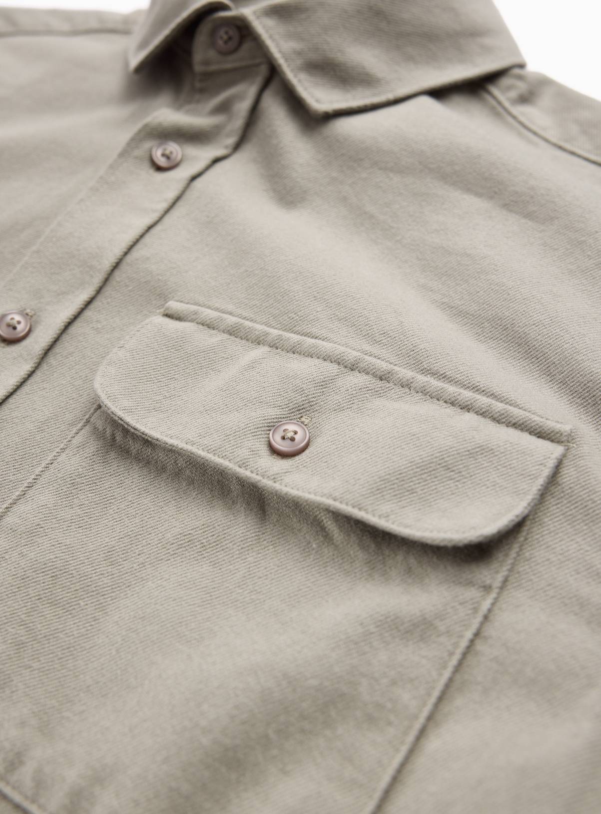 Khaki Green Long Sleeve Twill Shirt XL - Image 4