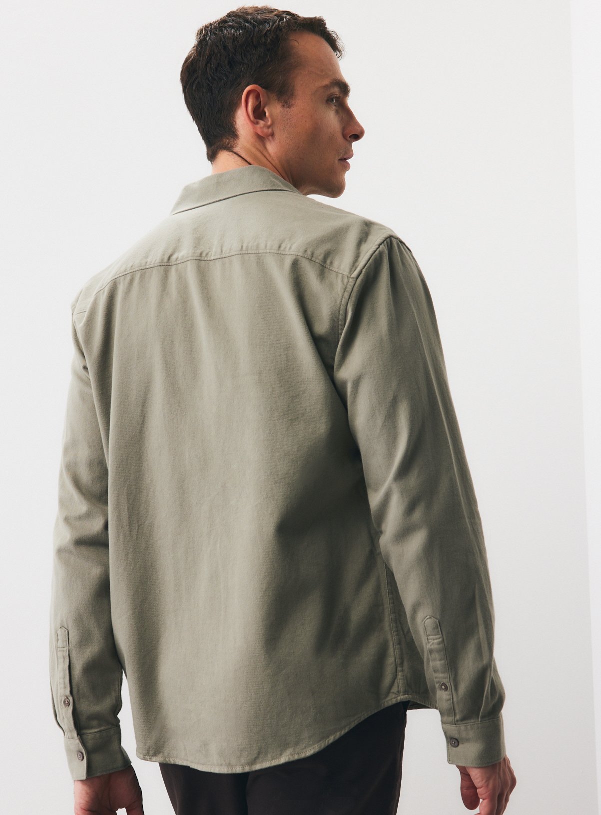 Khaki Green Long Sleeve Twill Shirt XL - Image 5 thumbnail