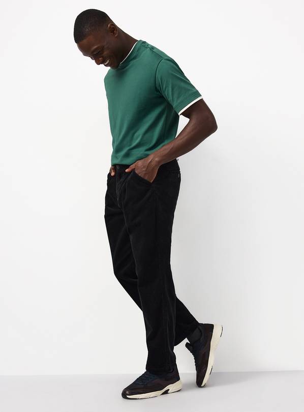 Black Straight Leg Corduroy Trousers 38R