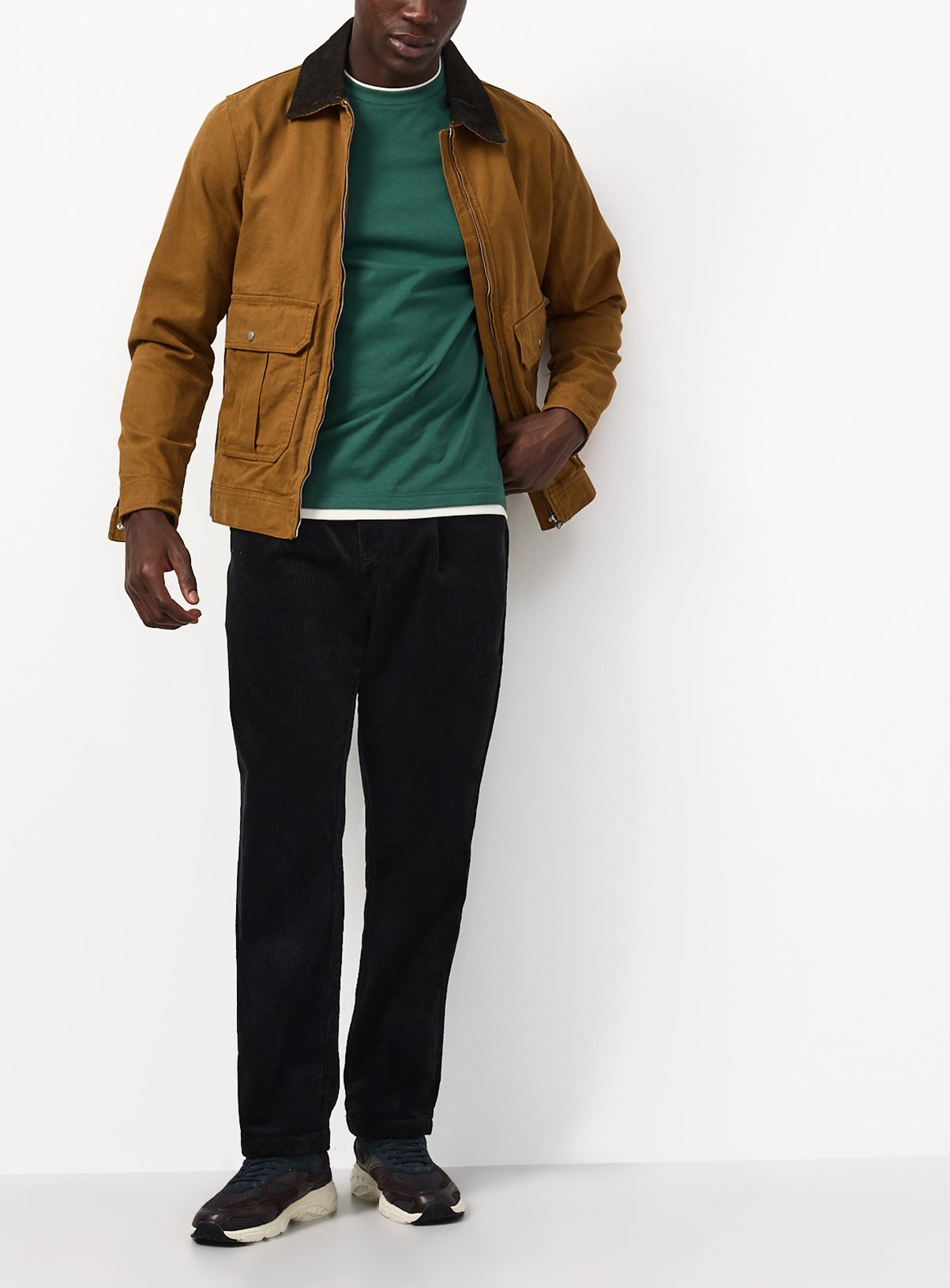 Black Straight Leg Corduroy Trousers 38L - Image 2 thumbnail