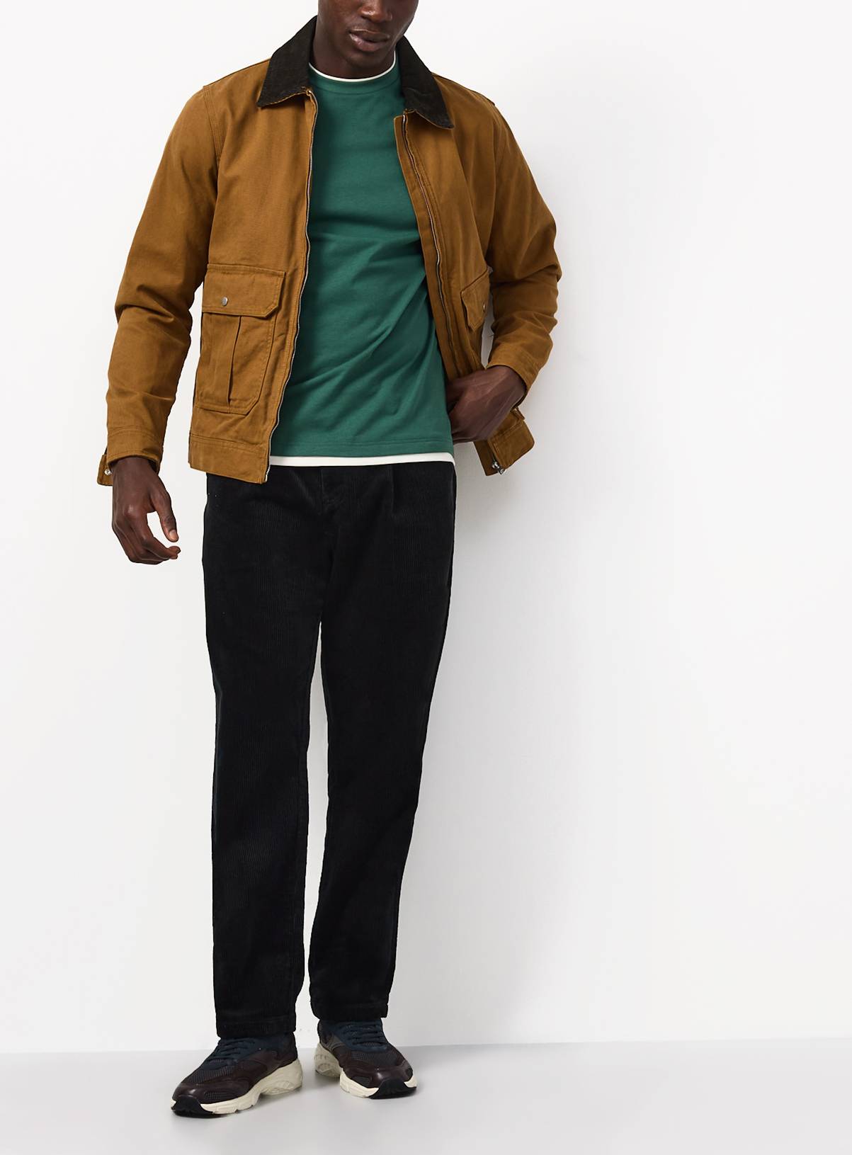 Black Straight Leg Corduroy Trousers 38L - Image 2