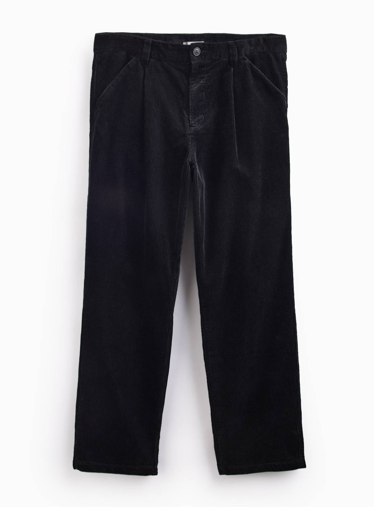 Black Straight Leg Corduroy Trousers 38L - Image 3