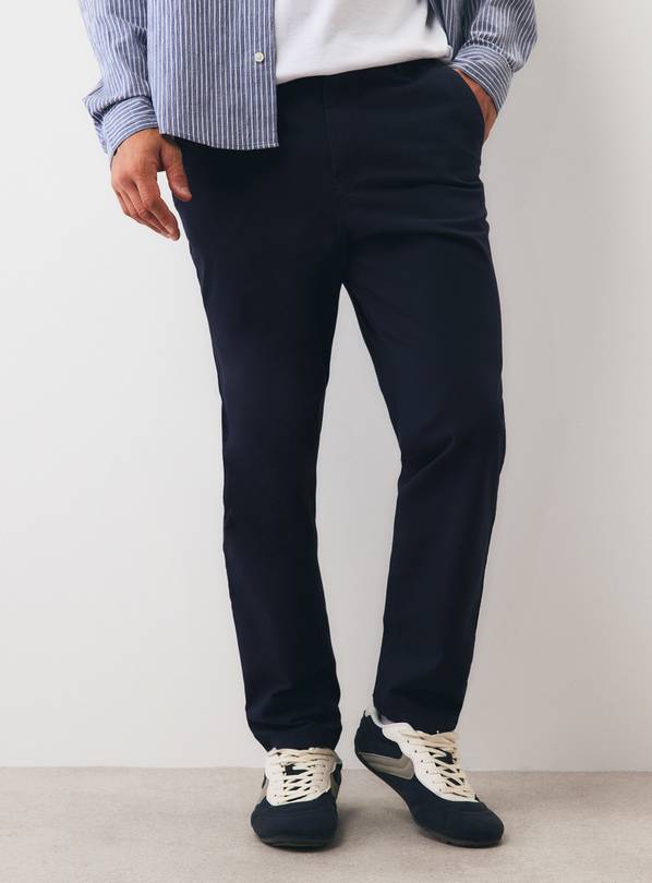 Navy Slim Chino Trousers 30L