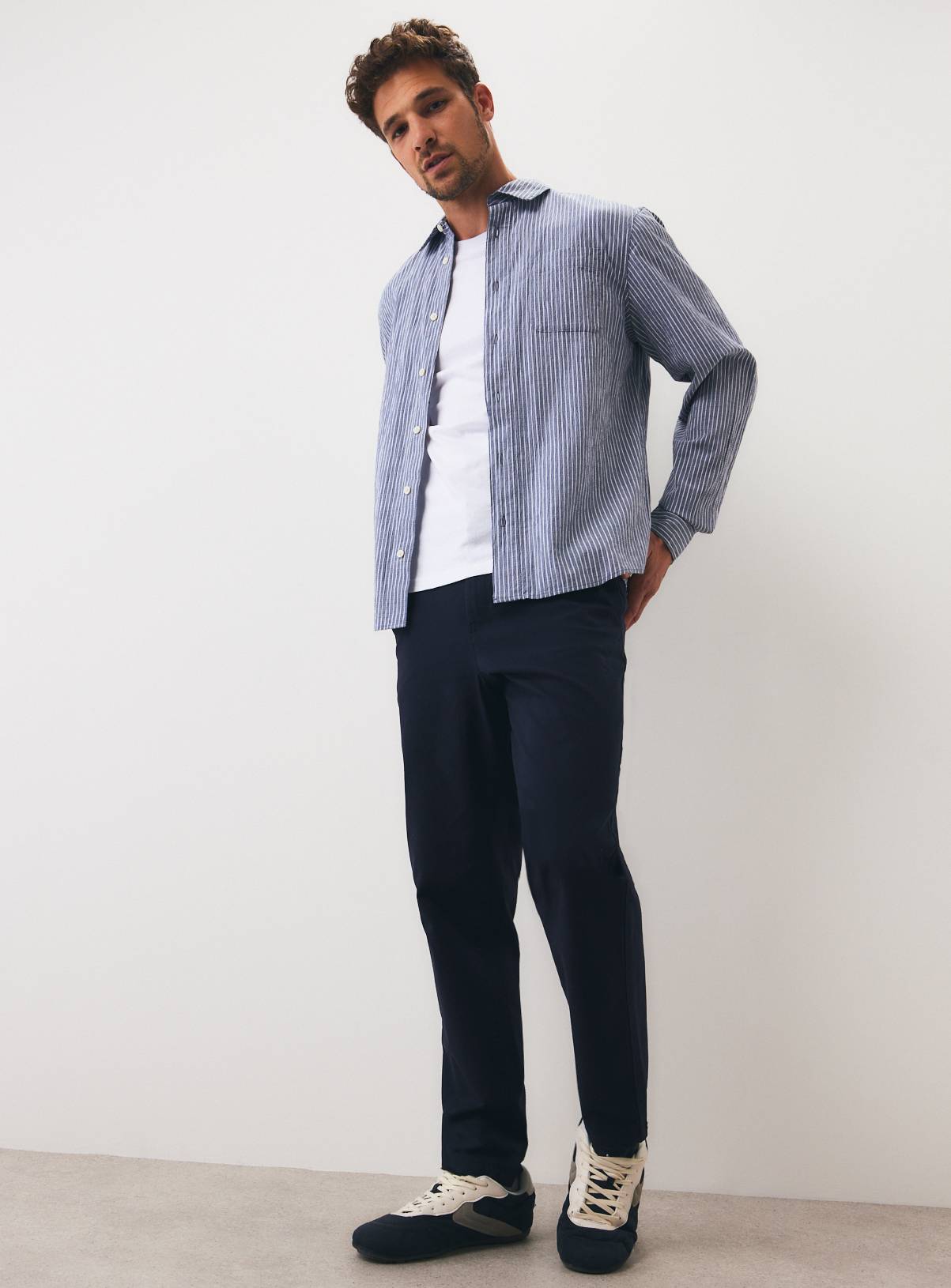 Navy Slim Chino Trousers 36L - Image 2