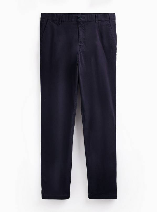 Navy Slim Chino Trousers 42L