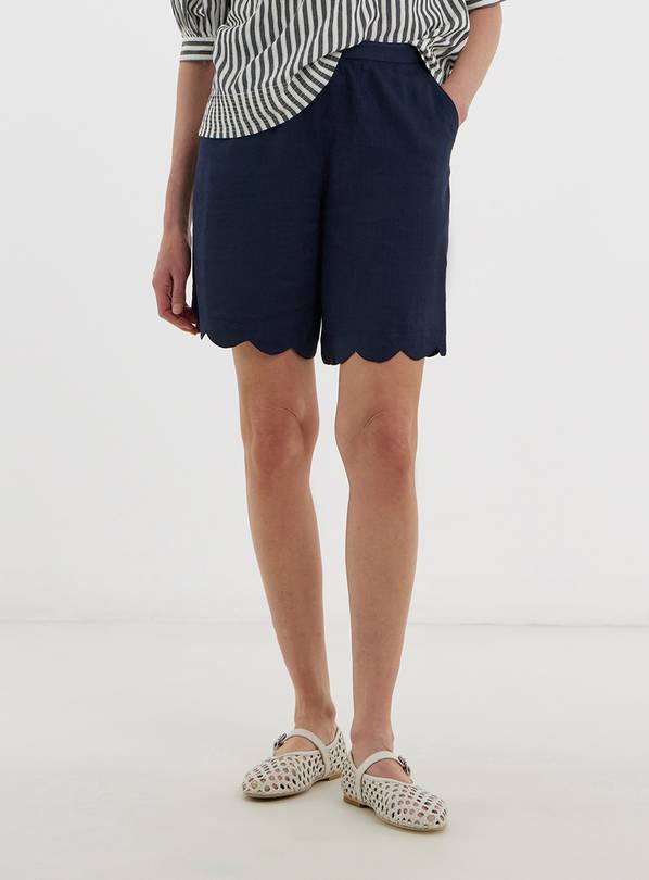 JD WILLIAMS Scallop Edge Linen Mix Short 22