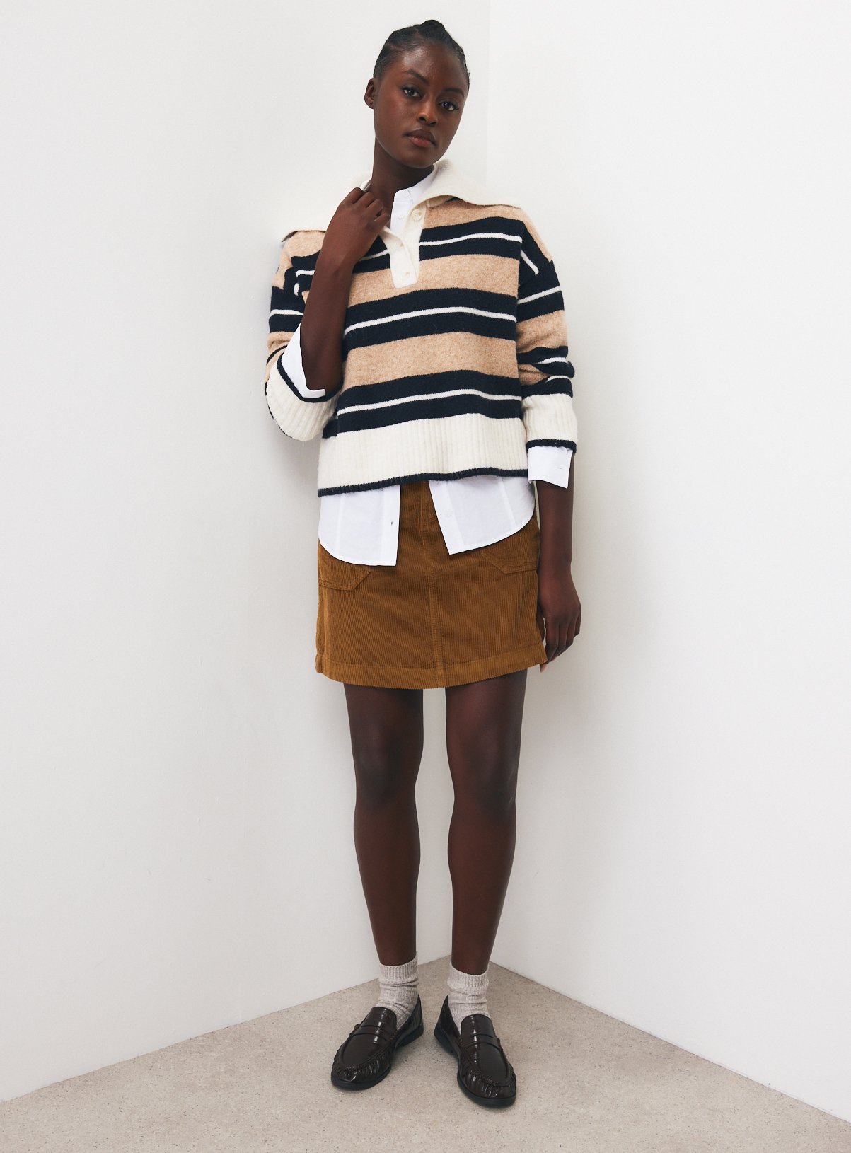 Toffee Corduroy Barrel Fit Mini Skirt 10 - Image 2 thumbnail