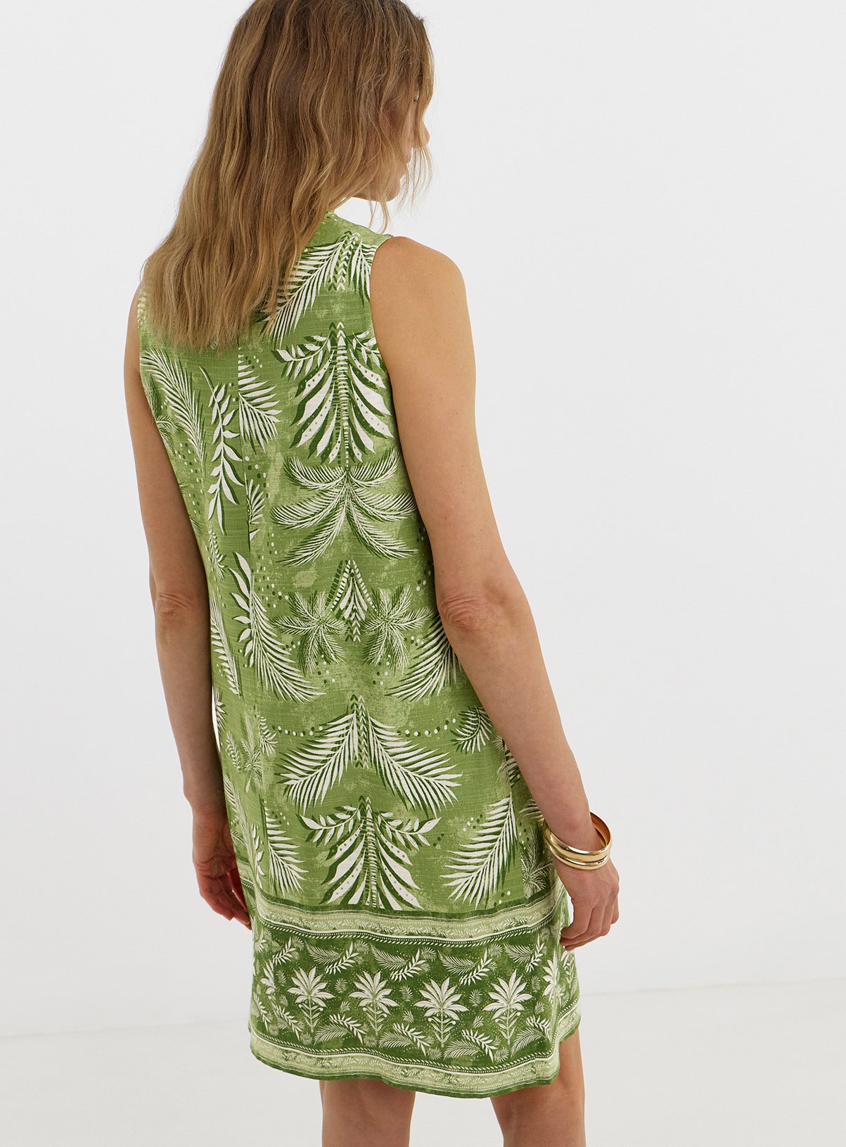 JD WILLIAMS Linen Sleeveless Shift Dress Green 14 - Image 2 thumbnail