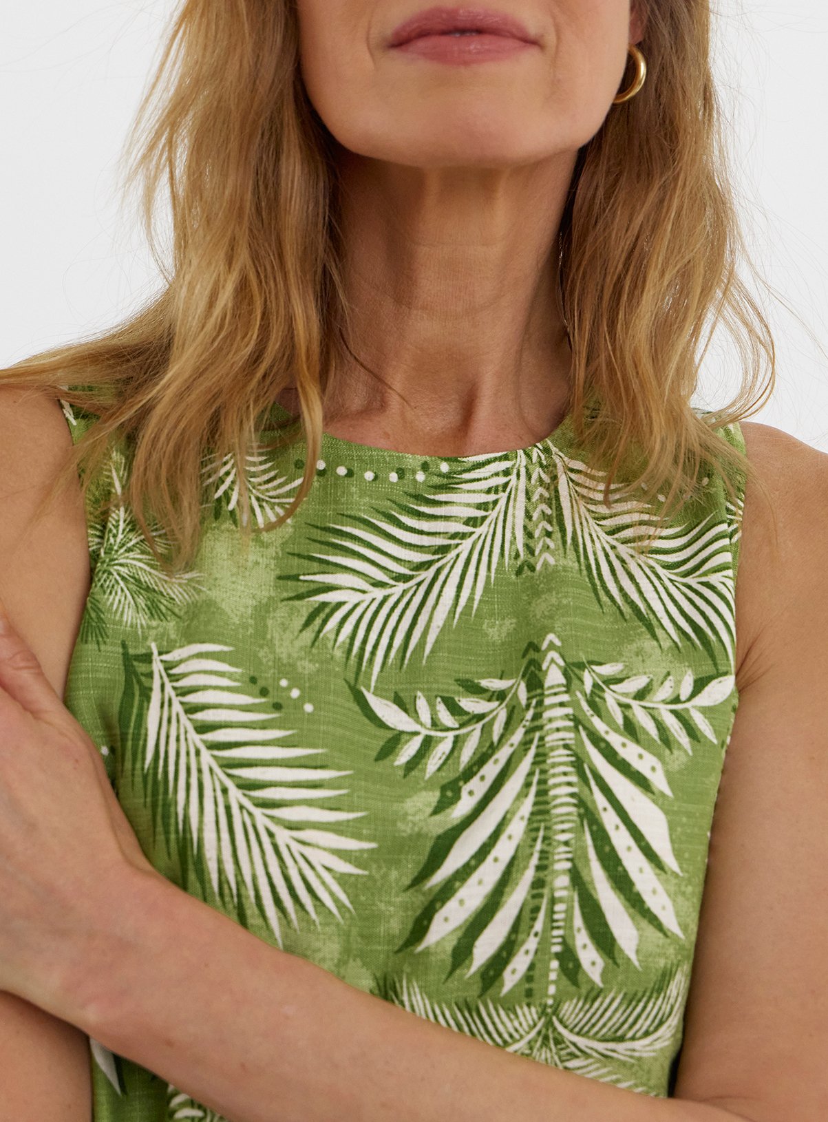 JD WILLIAMS Linen Sleeveless Shift Dress Green 14 - Image 4 thumbnail