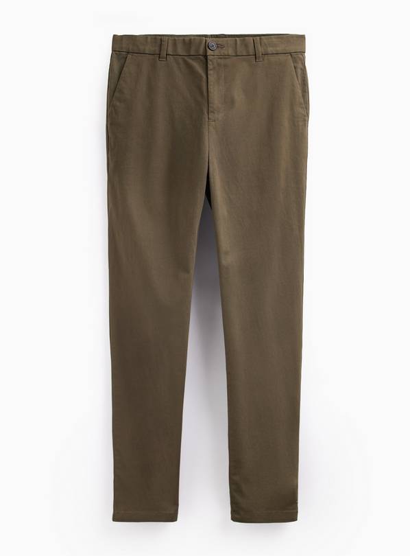 Khaki Slim Chino Trousers 30R