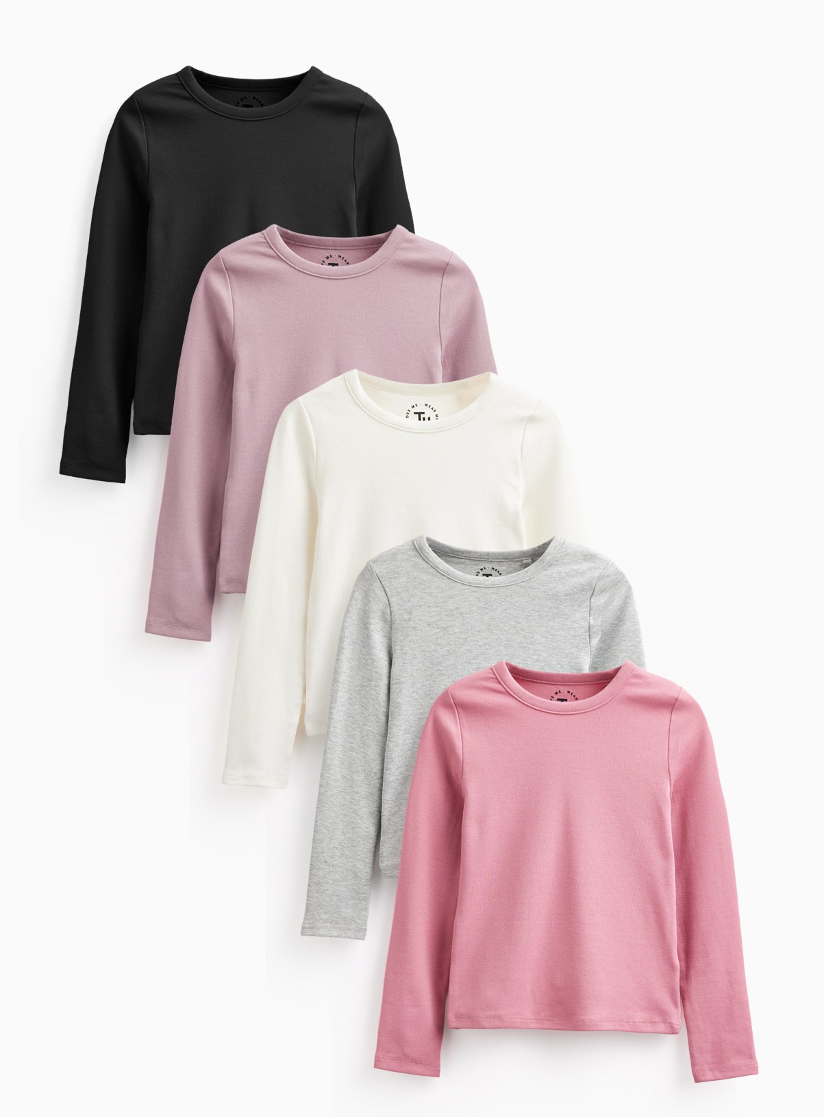 Multi-Coloured Slim Fit Long Sleeve T-Shirts 5-Pack 7 years - Image 1 thumbnail