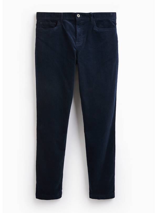 Navy Cotton-Rich Cord Trousers 34R