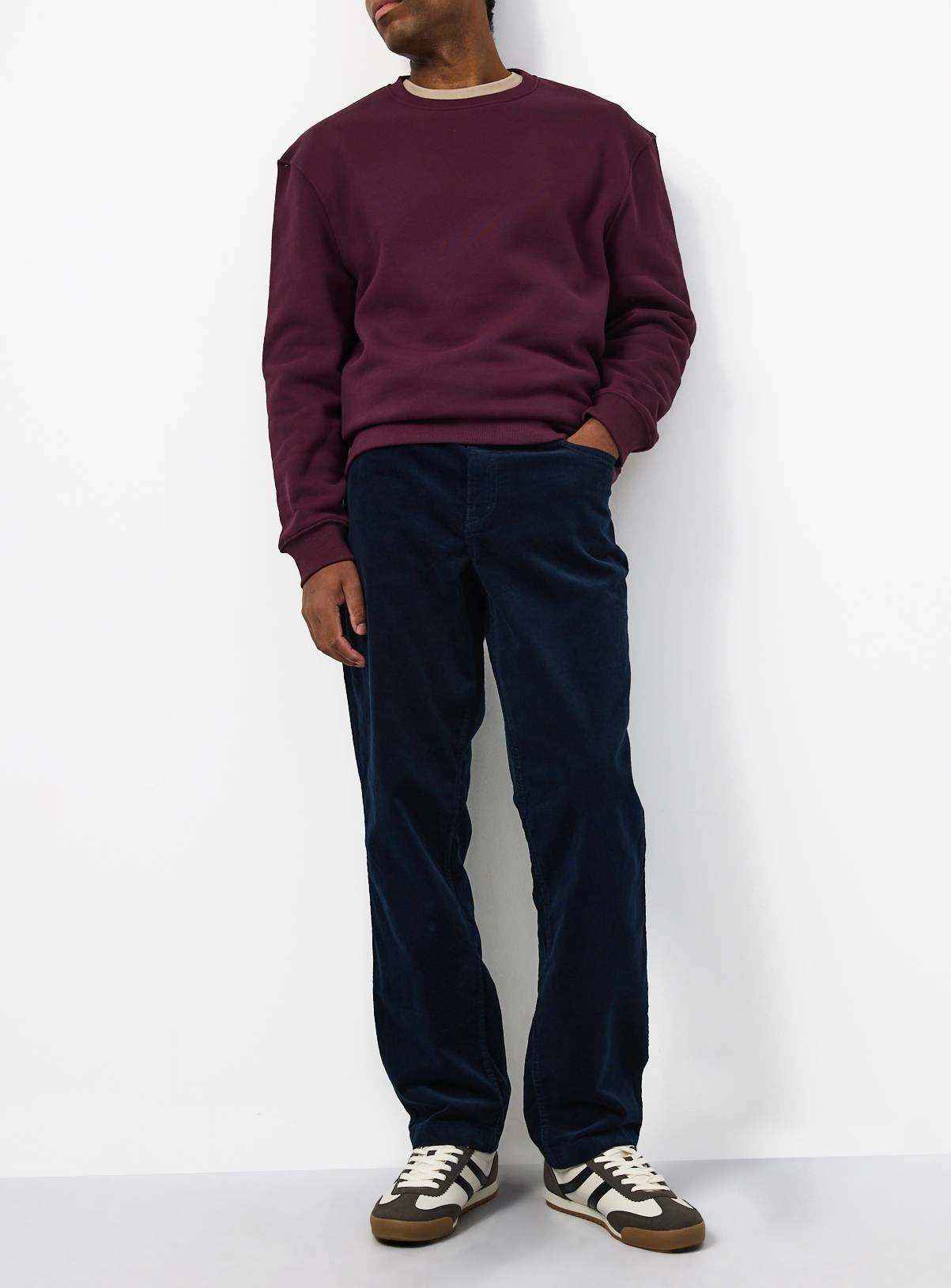 Navy Cotton-Rich Cord Trousers 40R - Image 1