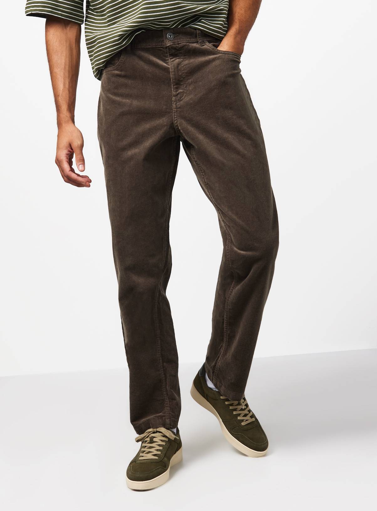 Khaki Corduroy Trousers 44S - Image 1