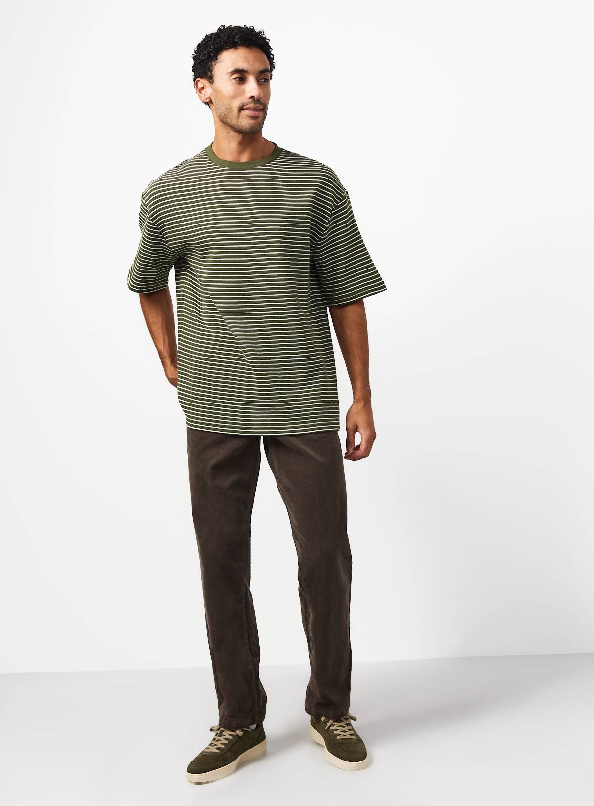 Khaki Corduroy Trousers 44S - Image 2