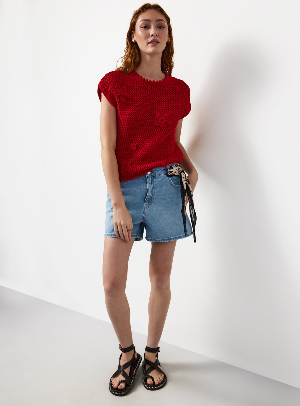 Buy Red Flower Applique Detail Knitted Tank Top L | Tops | Argos