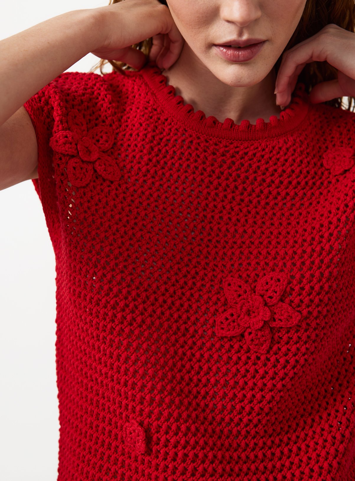 Buy Red Flower Applique Detail Knitted Tank Top L | Tops | Argos