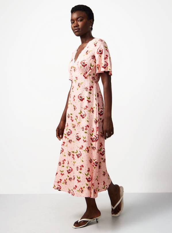 Pink Floral Midi Tea Dress 12