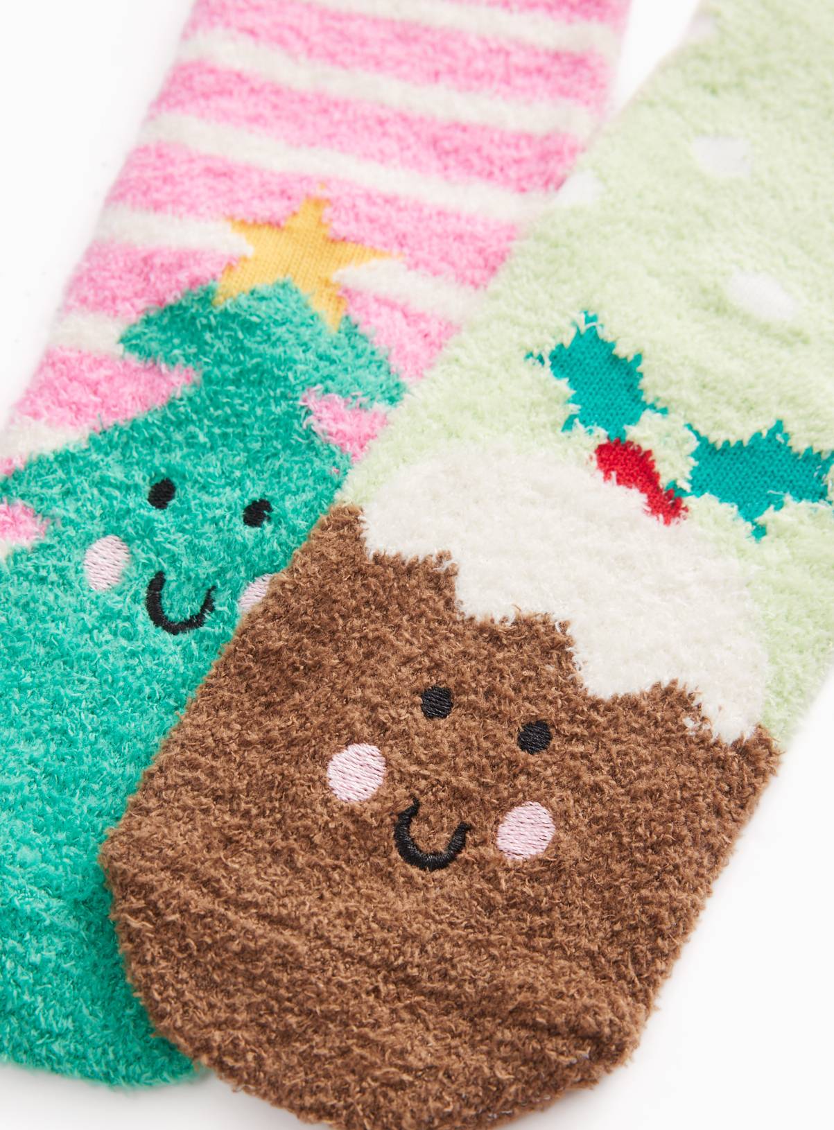 Christmas Pudding & Tree Cosy Socks 2-Pack 9-12 Infant - Image 2