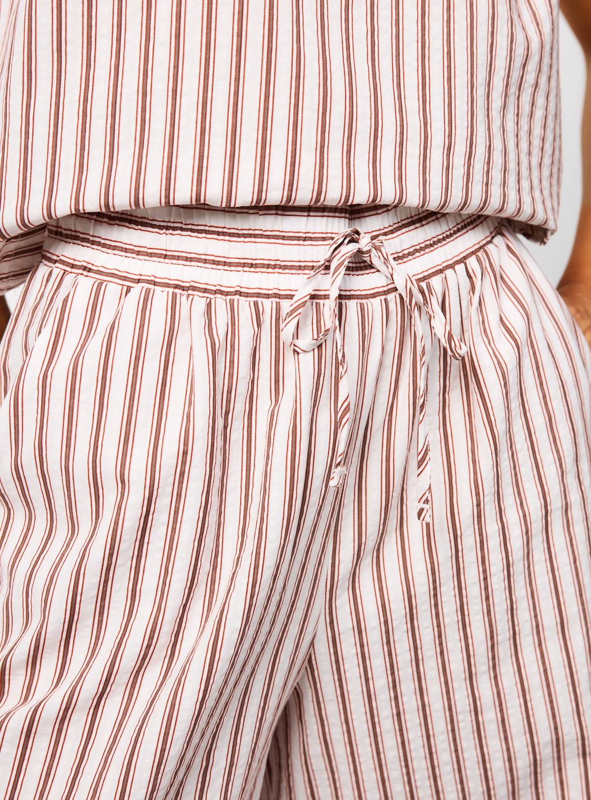 Cream Stripe Print Wide Leg Co-ord Trousers 12 - Image 2