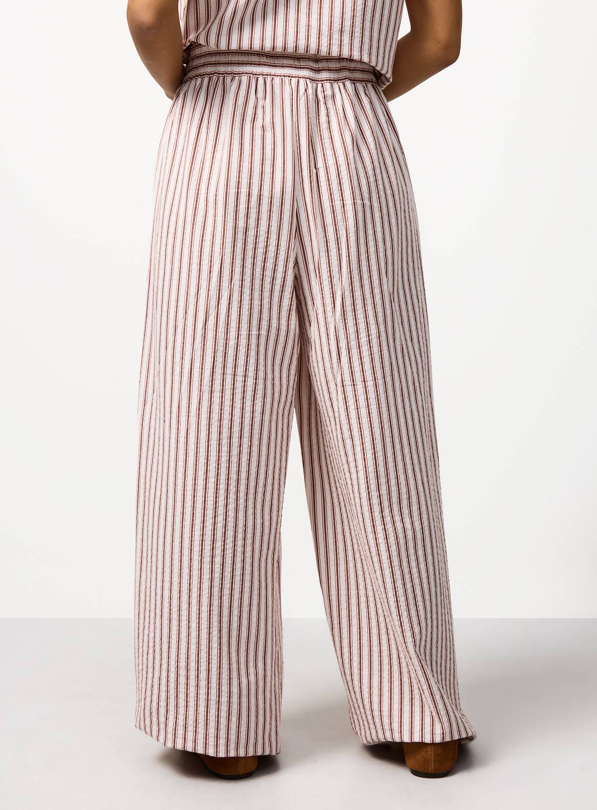 Cream Stripe Print Wide Leg Co-ord Trousers 12 - Image 4